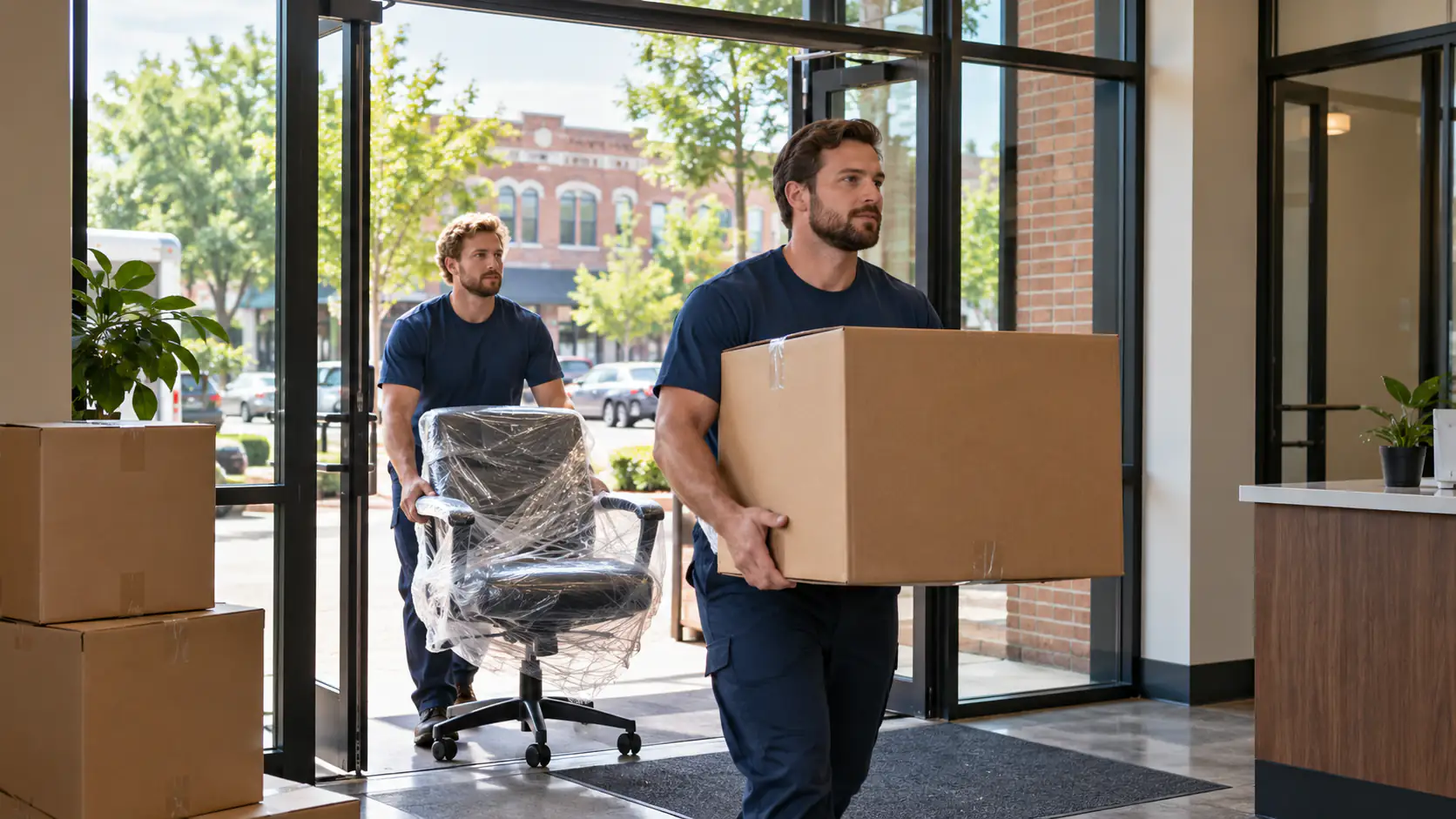 Illustrative office move in a lowrise Gallatin commercial building